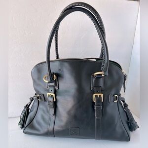 Dooney & Bourke EUC Dillen Black Domed Buckle Florentine Leather Satchel
